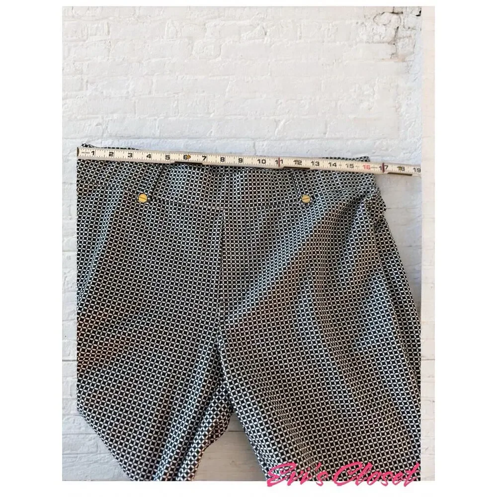 MICHAEL KORS Women's Pants Trousers Black White Geometric Print Square Size L